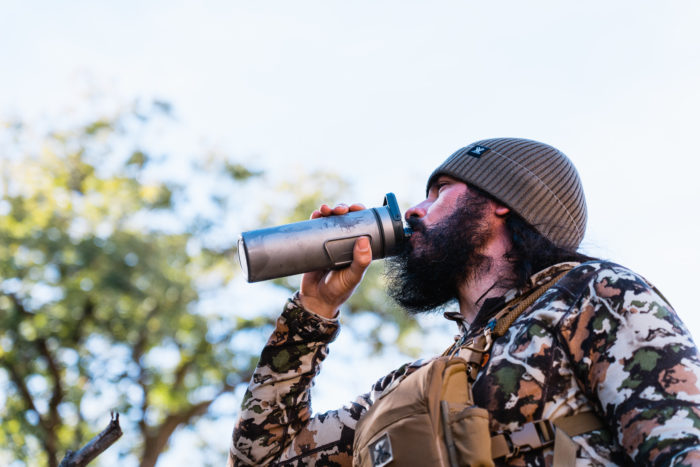 Drinking purified water directly from Grayl/Nosler Titanium UltraPress Filter